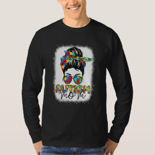 Camiseta Autismo Mãe Vida Mensagem Bun Branqueado Motheru20
