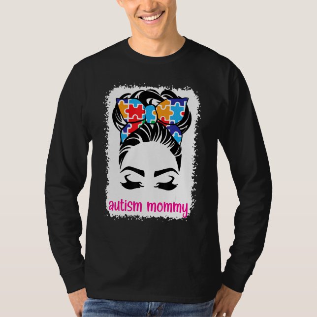 Camiseta Autismo Mamãe Conscientista Mês Cabelo Mensageiro  (Frente)