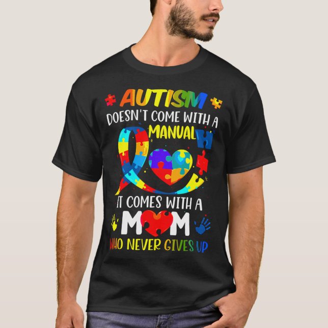 Camiseta Autismo Mamãe Vem Com Mulheres Manuais Autismo A (Frente)