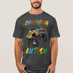 Camiseta Autismo Mega Caminhão Esmagando Autismo De Volta À