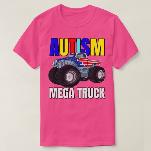 Camiseta Autismo Mega Caminhão Esmagando Monstro da Consciê (Frente do Design)