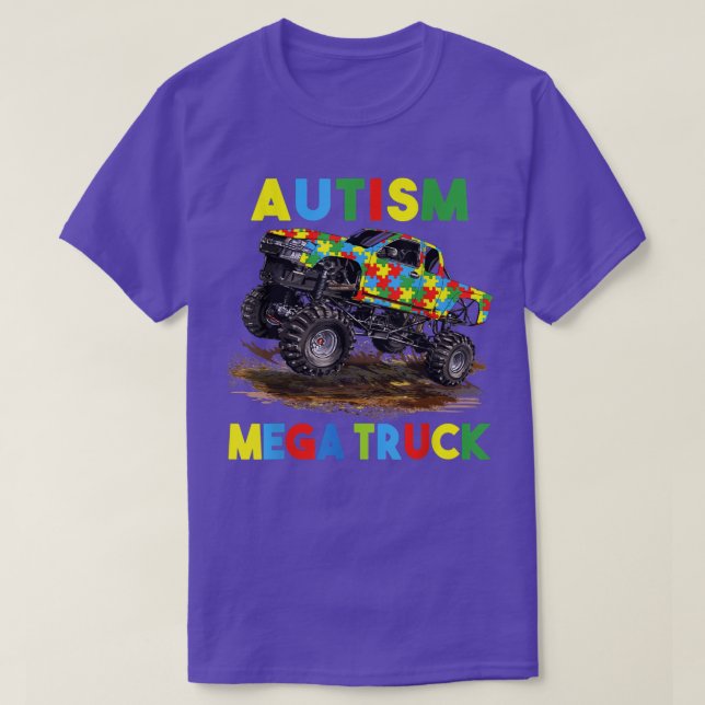 Camiseta Autismo Mega Truck Men Mulheres Crianças Engraçada (Frente do Design)