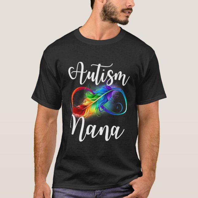 Camiseta Autismo Nana Neurodiversity Rainbow Infinity Sinal (Frente)