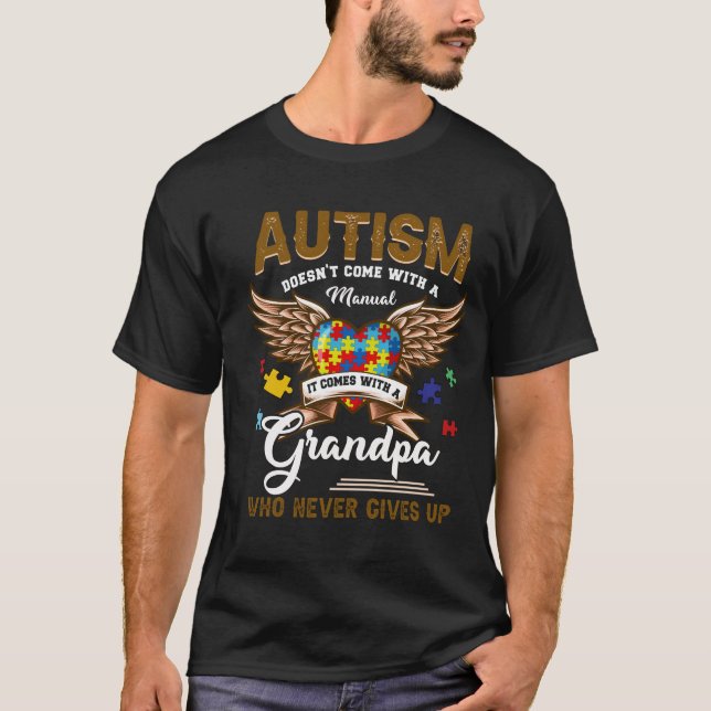 Camiseta Autismo não vem manual, vem um avô (Frente)
