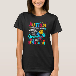 Camiseta Autismo Orgulhoso Avô Quebra-cabeça do Coração Aut