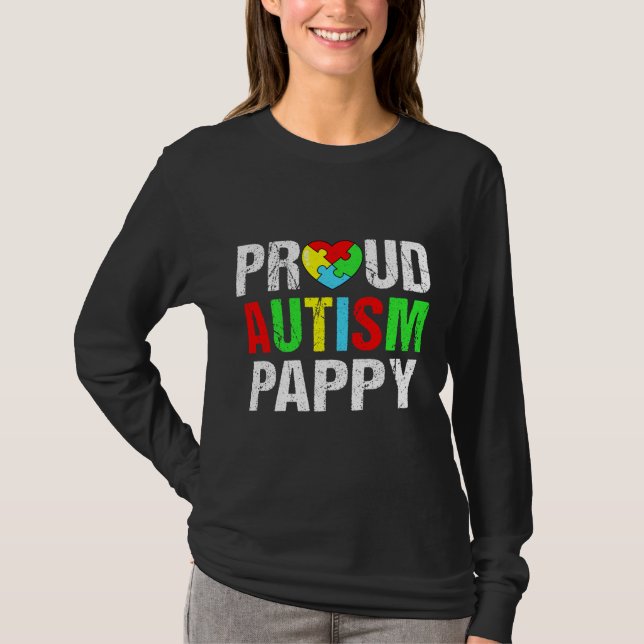 Camiseta Autismo Orgulhoso, Pappy Heart Family Matchin (Frente)