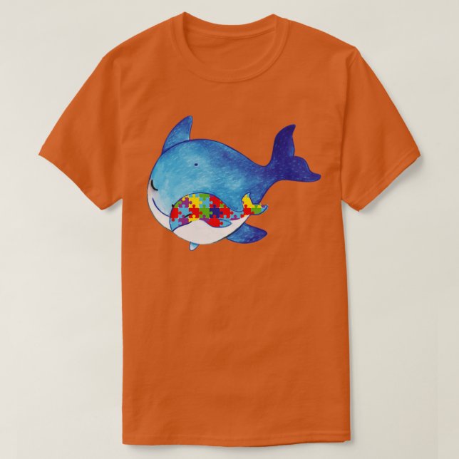 Camiseta Autismo Pai de baleia bebê Mãe Quebra-cabeça Autis (Frente do Design)