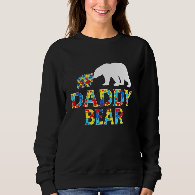 Camiseta Autismo Pai de conhecimento do urso Quebra-cabeça  (Frente)