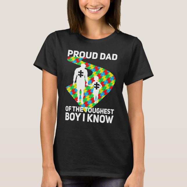 Camiseta Autismo Pai Orgulhoso Do Menino Mais Duro Que Conh (Frente)