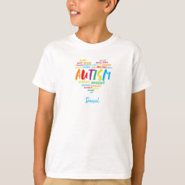 Camiseta AUTISMO PALAVRA CORAÇÃO Conscientização do Autismo
