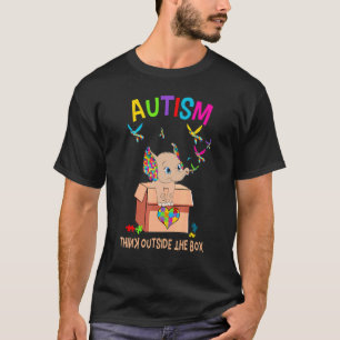Camiseta Autismo Pense Fora da Caixa Elefante Fofo Autismo