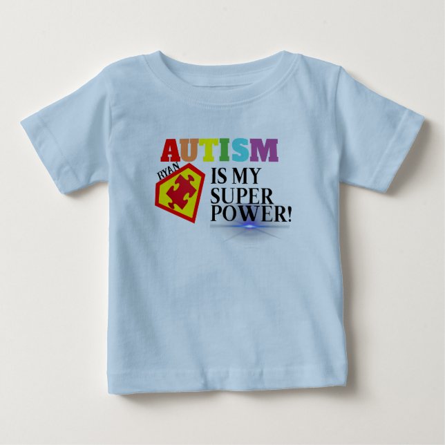 Camiseta Autismo Personalizado É Minha Superpotência T-Shir (Frente)