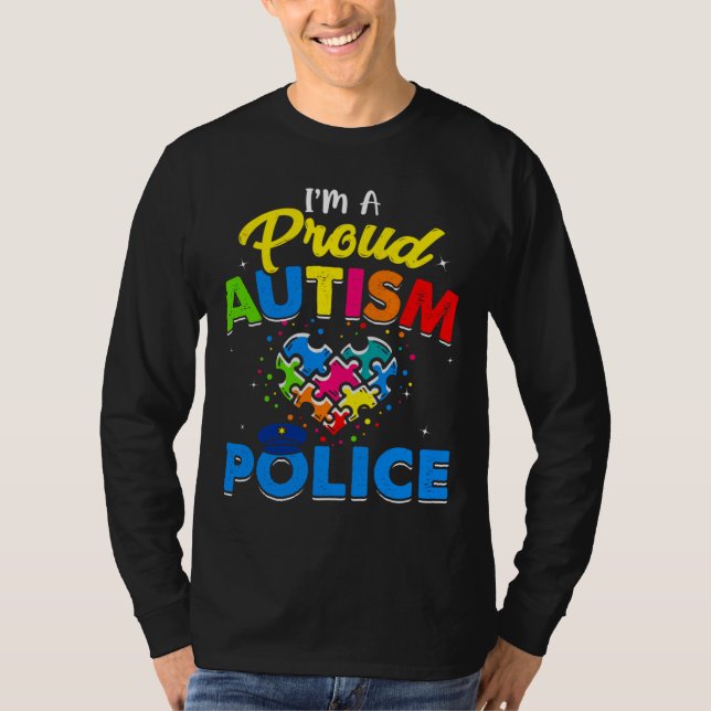 Camiseta Autismo Polícia Autismo Sensibilização Aceita Apoi (Frente)