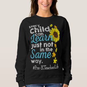 Camiseta Autismo pré-K de vida do professor Todas as crianç