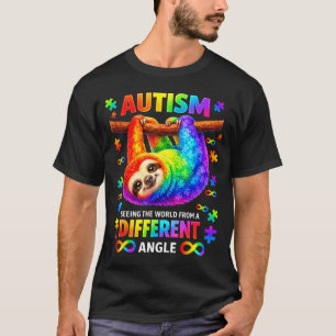 Camiseta Autismo preguiça arco-íris vendo o mundo a partir 