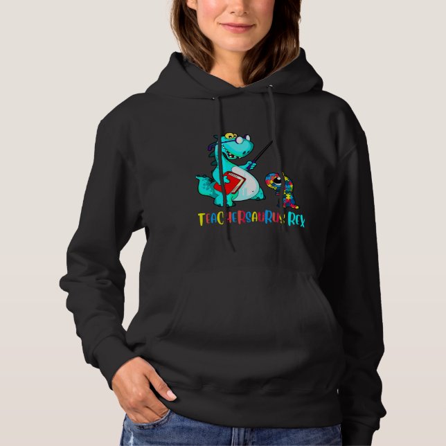 Camiseta Autismo Professor Dinossaur Teachersaurus Consciên (Frente)