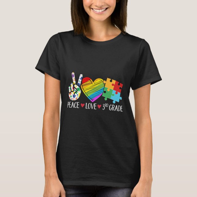Camiseta Autismo Professor universitário Crianças Paz Amam  (Frente)