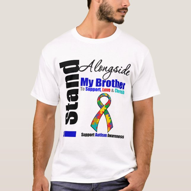 Camiseta Autismo que eu estou ao lado de meu irmão (Frente)