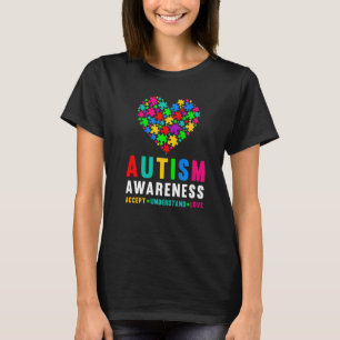 Camiseta Autismo Quebra-Cabeça Coração Amor Aceitar Entende
