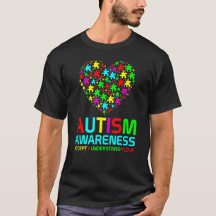 Camiseta Autismo Quebra-Cabeça Coração Amor Aceitar Entende