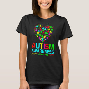 Camiseta Autismo Quebra-Cabeça Coração Amor Aceitar Entende
