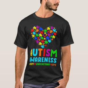 Camiseta Autismo Quebra-cabeça de Atenção ao Amor Coração E