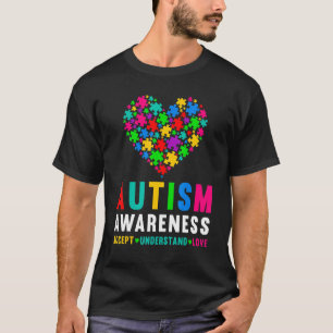 Camiseta Autismo Quebra-cabeça de Atenção ao Amor Coração E