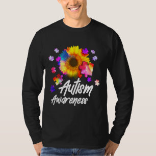Camiseta Autismo Quebra-cabeça de consciência girassol