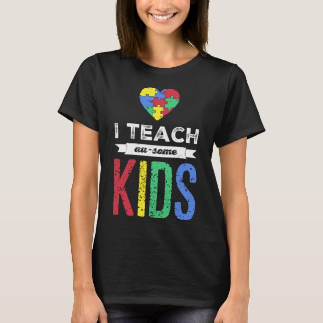 Camiseta Autismo Quebra-cabeça de Professor com Deficiência (Frente)