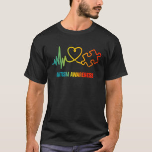 Camiseta Autismo Quebra-cabeça Piece Heartbeat Consciência