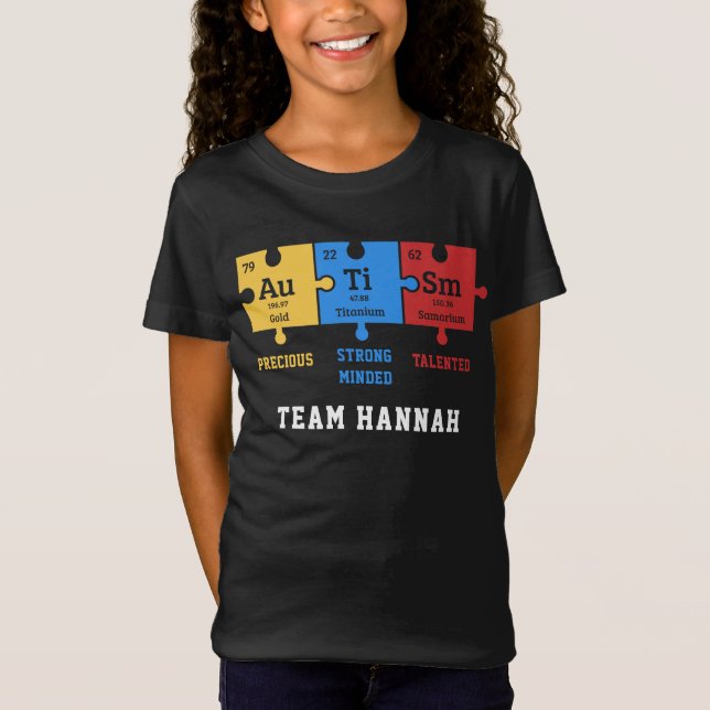 Camiseta Autismo Quebra-cabeça Science Correspondência Fami (Frente)