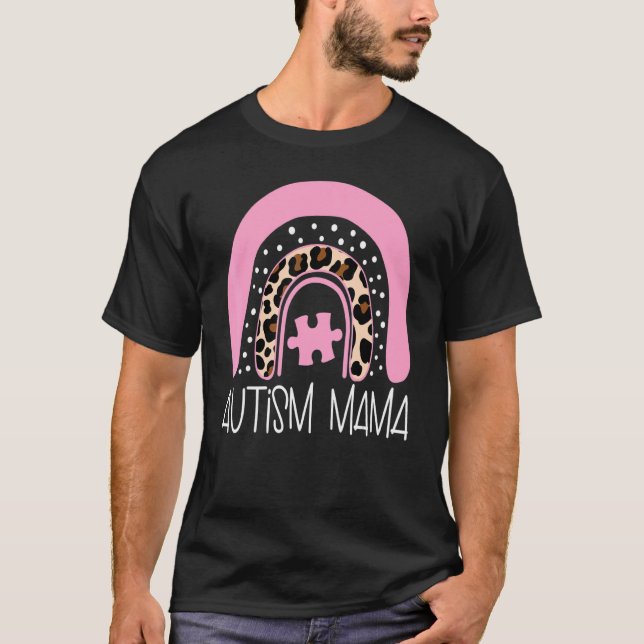 Camiseta Autismo Rainbow Women Mamãe Mãe Quebra-cabeça Piec (Frente)