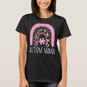 Camiseta Autismo Rainbow Women Mamãe Mãe Quebra-cabeça Piec