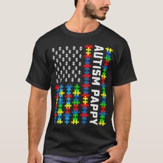 Camiseta Autismo Retro Consciência EUA Sinalizador Pappy Su