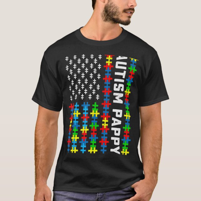 Camiseta Autismo Retro Sensibilização Dos Eua Sinalizador P (Frente)