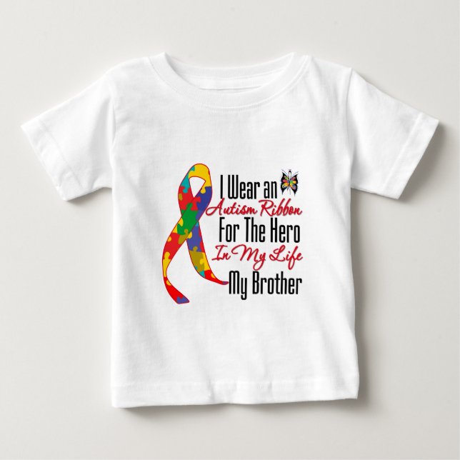 Camiseta Autismo Ribbon Hero em Minha Vida Meu Irmão (Frente)