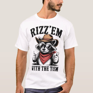 Camiseta Autismo Rizz Em Com O Raccoon Do Tismo
