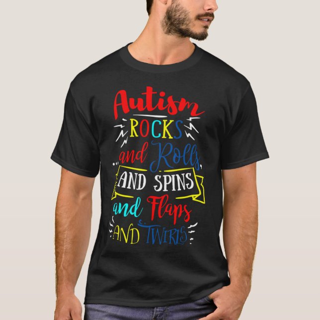Camiseta Autismo Rochas E Rolos E Pinos E Flaps E Twits (Frente)