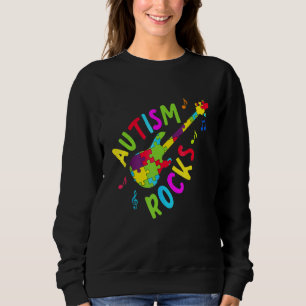 Camiseta Autismo Rocks Autismo Sensibilização Guitar Pedaço
