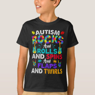 Camiseta Autismo Rocks E Rolls Engraçado Autismo Sensibiliz