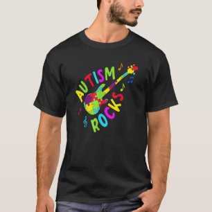 Camiseta Autismo Rocks Quebra-Cabeça de Guitarra Conscienti