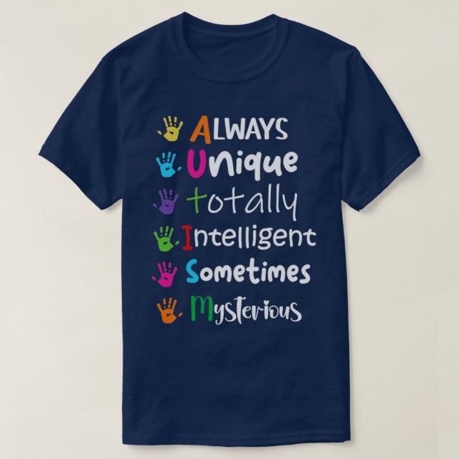Camiseta Autismo Sempre Único, Inteligente Por Vezes (Frente do Design)
