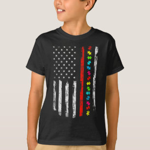 Camiseta Autismo Sensibilização 4 de julho Thin Red Line Fi