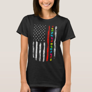 Camiseta Autismo Sensibilização 4 de julho Thin Red Line Fi