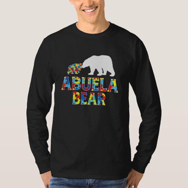 Camiseta Autismo Sensibilização Abuela Bear Quebra-cabeça d (Frente)