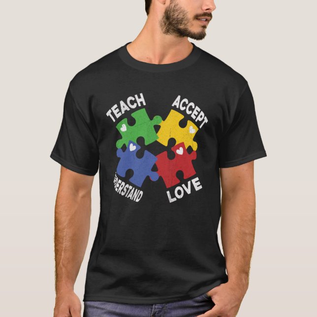 Camiseta Autismo Sensibilização Accept Compreende Auti (Frente)