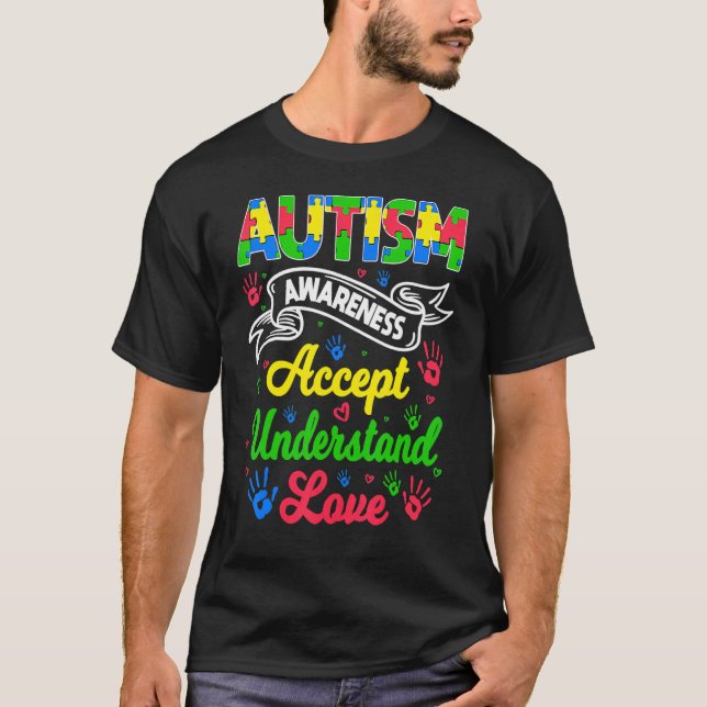Camiseta Autismo Sensibilização Aceite Compreender Amor (Frente)