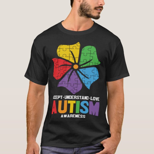 Camiseta Autismo Sensibilização Aceite Compreender Au Apoio (Frente)