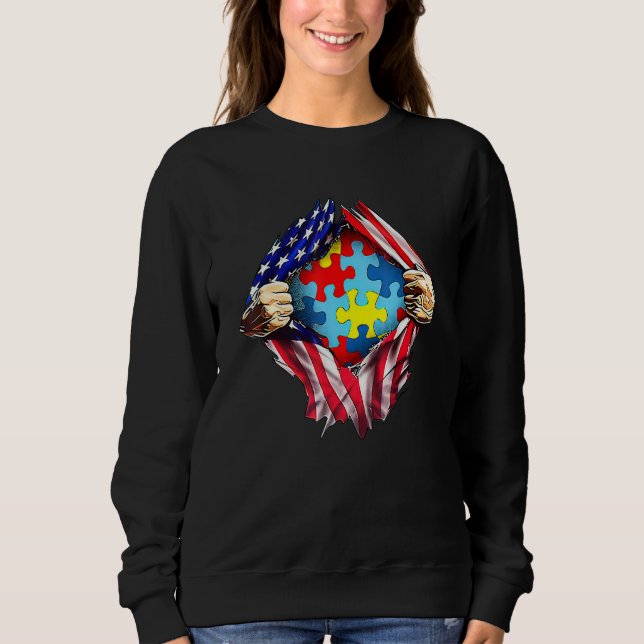 Camiseta Autismo Sensibilização Afetou a bandeira americana (Frente)