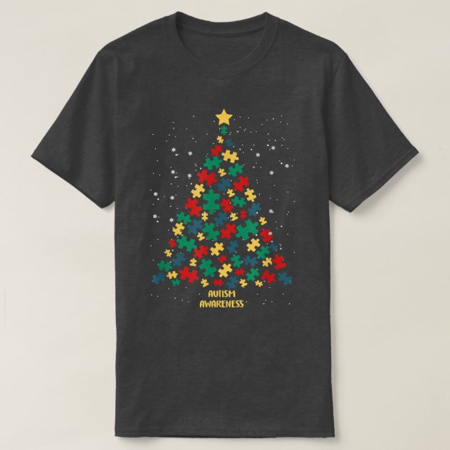 Camiseta Autismo Sensibilização Árvore de Natal Autismo Nat (Frente do Design)